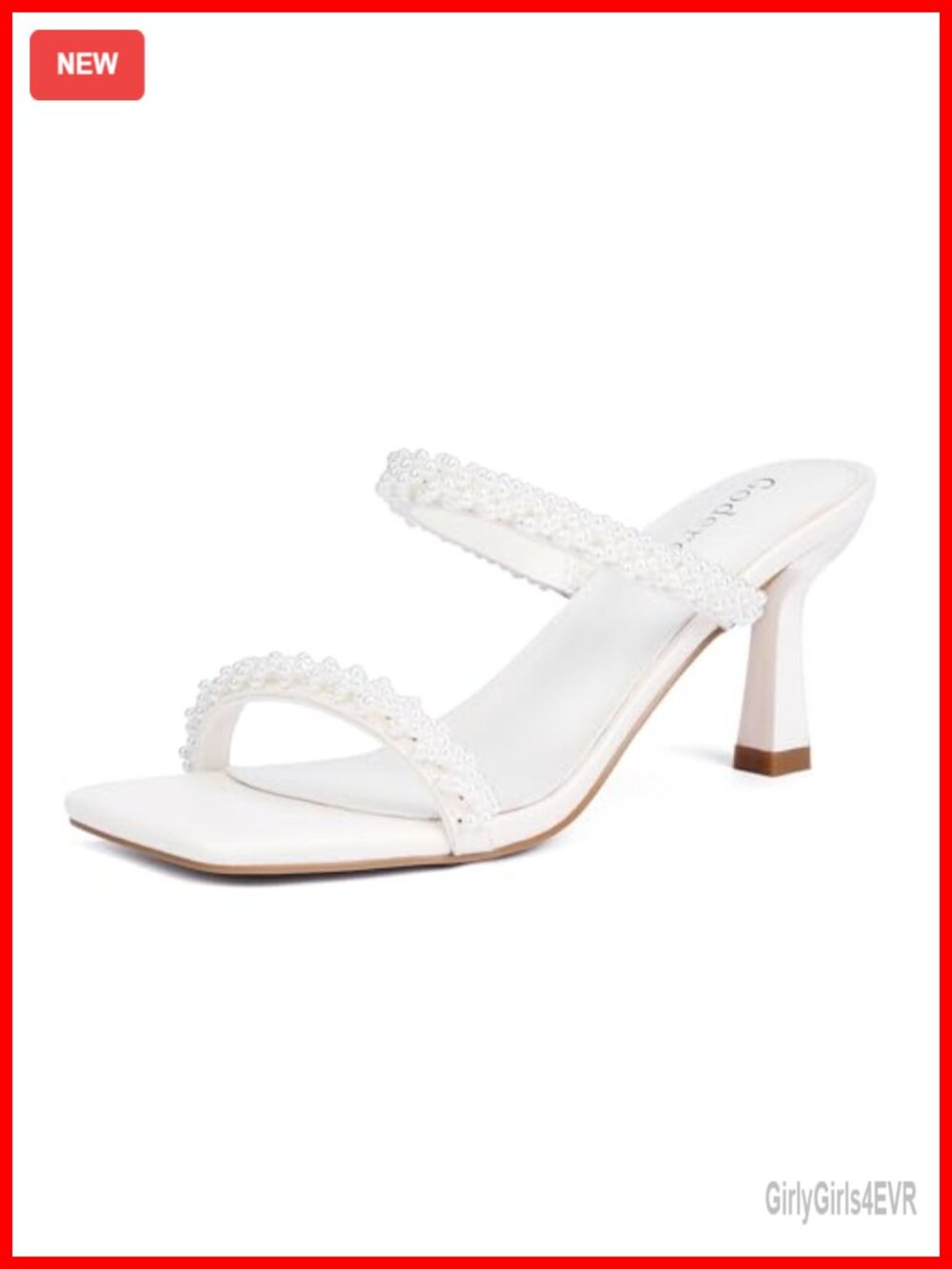 Women's Kitten Heel Sandals Square Toe Two Strap Slip-On Mule